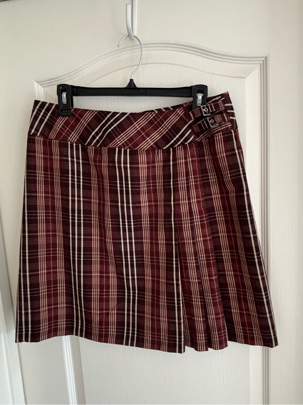 Izod sz 10 Burgundy Plaid Skirt Tartan Pleat Buckle academia preppy y2k cosplay
